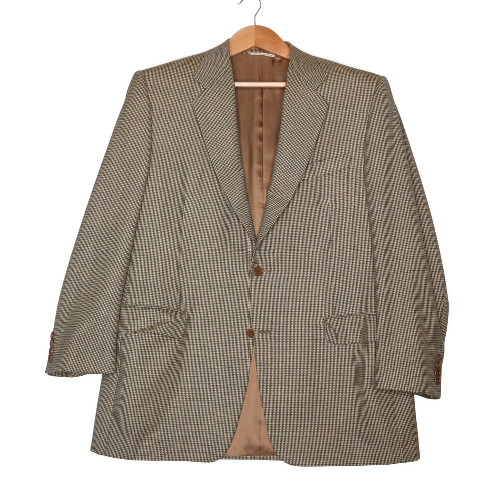 Canali For Bloomingdale’s Men's IT 52/US 42 Brown Mini Houndstooth Wool Blazer